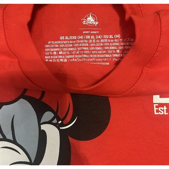 Disney parks Minnie Mouse Daisy Duck Red Spirit Jersey kids Xtra large NWT - Picture 4 of 7